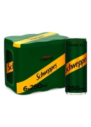 Schweppes Ginger Ale Carbonated Drink Can 250ml Pack of 6