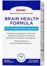 GNC Preventive Nutrition Brain Health Formula, 60 Caplets, Supports Memory Function and Enhances Circulation