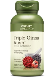 GNC Herbal Plus Triple Ginsa Rush, 100 Capsules, Supports Vitality and Energy