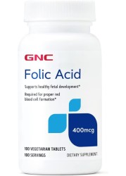 GNC Folic Acid 400mcg, Supports Healthy Fetal Development
