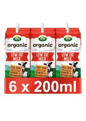 Arla Organic Low Fat Milk Multipack, 200ml Pack of 6
