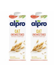 Alpro Oat Unsweetened Drink, 100% Plant-Based, Lactose Free 1L Pack of 2