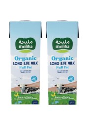 Meliha Organic Long Life Full Fat Milk, 1L Pack of 2