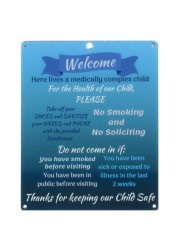 Rolling Buddies Medically Fragile Child Plastic Sign - Blue