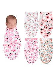 Newwiee 4 Pcs Preemie Baby Swaddle Preemie Swaddle Wrap Adjustable Swaddle Blanket Preemie Size Newborn Cotton Swaddle Blanket for Preemie Boys Girls(Flower Style,Fit for Preemies)