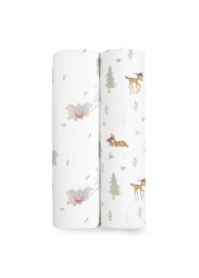 aden + anais Essentials Muslin Swaddle Blankets, Newborn Receiving Blanket for Swaddling, 100% Cotton Baby Swaddle Wrap, 2 Pack, Disney + Friends