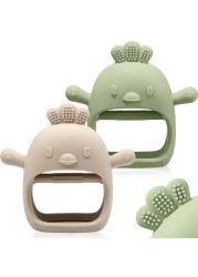 2 Packs Baby Teething Toy for 0-6 6-12 Months, Food Grade Silicone Teething Mitten, Anti Dropping Wrist Hand Teethers Baby Chew Toys for Sucking Needs, BPA Free (Green &amp; Caramel)