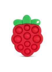 RaZbaby RaZberry Pop Teether for Babies 3 Months &amp; Up - Natural Raspberry Shaped Designed with Soft BPA Free Silicone Poppers - Textured for Sensory Stimulation &amp; Development