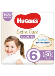 Huggies Extra Care Soft Cloud Culottes Baby Diaper Pants Size 6 15-25kg 30 Pants