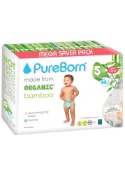 PureBorn Organic Bamboo Nappies Size 5 11-18kg Value Pack 88 Diapers