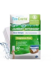 Tru EarthCompact Dry Laundry Detergent Sheets Unscented Up to 64 Loads 32 Sheets ParabenFree Original EcoStrip Liquidless Laundry Detergent Travel Laundry Sheets