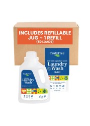 Truly Free Laundry Detergent for Sensitive Skin Gentle &amp; Safe for Baby Clothes Plant-Based Easy to Dissolve to Create a Liquid Include 1 Refillable Bottle Signature Scent (50 Loads)