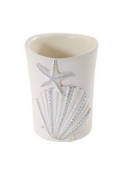 Avanti Linens - Tumbler, Countertop Organizer, Seashell Inspired Bathroom Accessories, Guest Bathroom Essentials (Sequin Shells Collection)