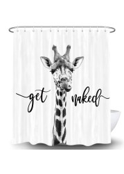 Funny Giraffe Get Naked Shower Curtain for Bathroom, Cute Animal Wildlife Safari Decor Bathtub Fabric Curtain, Waterproof Polyester Shower Curtain Sets with Hooks, 69 x 70