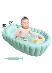 Inflatable Baby Bathtub Portable Travel Bath Tub for Infants to Toddler Foldable Non Slip Spa Tub with Air Pump(Green)