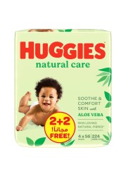 Huggies Baby Wipes Aloe Vera Green 56 Wipes Pack of 4