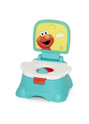 Sesame Street Elmo Horray 3-in-1 Potty Training Toilet Seat and Step Stool, Easy to Clean Design with Flush Handle and Sounds, Great for Travel, Perfect for Toddler Boys and Girls 1-3