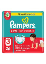 Pampers Rash Protection Pants Size 3 6-11kg Value Pack 26 Pants