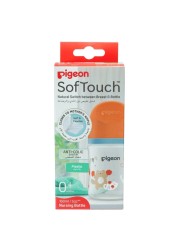 Pigeon SofTouch Wide Neck Plastic Nursing Bottle Orange 160ml