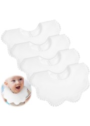 JenPen 4 Pieces White Bibs for Baby Girl Bandana Bibs Baby Bandana Drool Bibs 360 Bibs for Baby Girl Muslin Bibs Set for Teething Toddler