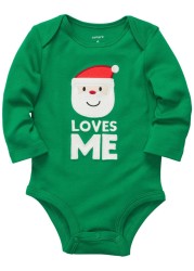 Carter&#39;s Baby Long-Sleeve Christmas Bodysuit (NB-24M) (3 Months, Green)