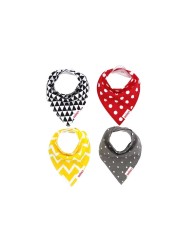 Eazy kids Bandana Bibs Set of 4 - Organic Cotton - Triangle Dots