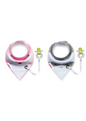Eazy kids Bandana Drool Bibs Set of 2 &ndash; Organic Cotton - Pink Grey