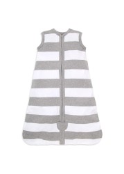 Burt&#39;s Bees Baby Baby Beekeeper Wearable Blanket, 100% Organic Cotton, Swaddle Transition Sleeping Bag, Rugby Stripe Heather Grey, Small
