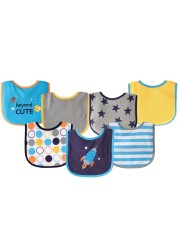 Luvable Friends Unisex Baby Cotton Terry Drooler Bibs with PEVA Back Blue Rocket One Size