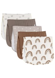 Gerber Baby Unisex Muslin Burp Cloths 5-Pack, Multi Rainbow, Large Size 20&quot; x 10