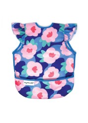 Tiny Twinkle Mess Proof Baby Bib - Waterproof Baby Apron - Machine Washable - PVC, BPA, &amp; Phthalate Free - Great Travel Bib for Baby Eating - Baby Food Bibs (Floral Blue, Small 6-24 Months)