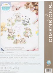 Dimensions Stamped Cross Stitch Tiny Treasures DIY Baby Quilt Kit 34 x 43