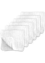 CottCare Muslin Burp Cloths for Baby 100% Cotton Large 20&#39;&#39;X10&#39;&#39; 6 Layers Thicken Super Soft and Absorbent (6 Pack,White)