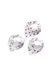 Eazy Kids - Muslin Bandana Bibs - Set of 3- Black &amp; White