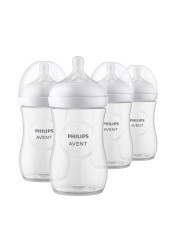 PHILIPS AVENT Natural Baby Bottle with Natural Response Clear 266 ml Pack of 4 4pk SCY90304