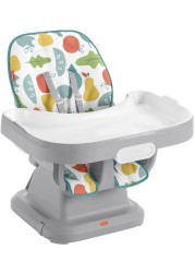 Fisher-Price Baby to Toddler High Chair SpaceSaver Simple Clean Portable Dining Seat &amp; Booster with Washable Deep Tray &amp; Liner, Pearfection