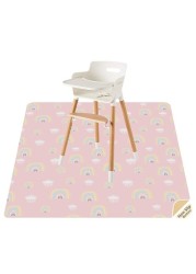 Splat Mat for Under High Chair/Arts/Crafts by CLCROBD, 51&quot; Baby Anti-Slip Food Splash and Spill Mat for Eating Mess, Waterproof Floor Protector and Table Cloth (Rainbow Pink)