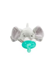 Philips AVENT Soothie Snuggle Pacifier Holder with Detachable Pacifier, 0m+, Elephant, SCF347/03- 1 Count (Pack of 1)