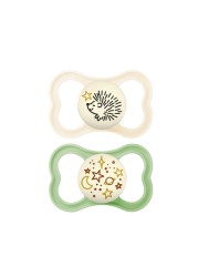 MAM Supreme Night Baby Pacifier for Sensitive Skin Patented 2 Pack 16 Months Unisex