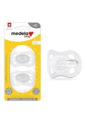 Medela Baby Pacifier Newborn 0-2 Months 2-Pack Includes sterilizing case Silicone- and BPA-Free Supports Natural Suckling Clear