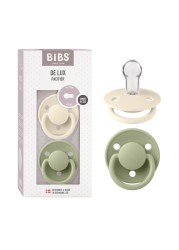 BIBS Pacifiers - De Lux Collection BPA-Free Baby Pacifier Made in Denmark Set of 2 Ivory/Sage Color Premium Soothers Size One Size