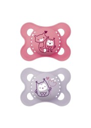 MAM Original Matte Baby Pacifier, Nipple Shape Helps Promote Healthy Oral Development, Sterilizer Case, Girl, 0-6 (Pack of 2)
