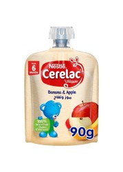 Nestle Cerelac Fruits Puree Pouch, Banana, Apple, from 6 Months, 90g