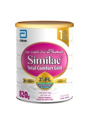 Similac Total Comfort Gold HMO 2&#39;-FL Infant Formula Milk Powder, Stage 1, from Birth to 6 Months, 820g
