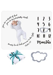 Baby Monthly Milestone Blanket 50&quot; x 40&quot; Soft Flannel Blanket with Growth Chart Felt Frame Christian Swaddling Blanket Baby Shower Gender Neutral Gift for Newborn Picture Nursery Decor