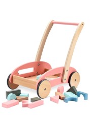 Childlike Behavior Premium Wooden Baby Walker - Baby Push Walker with Wheels - Walker for Baby Boy &amp; Girls - Push Toy with Building Blocks for Babies, Toddler Kids - Car Cart Learning Step Walking