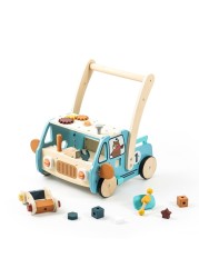 IEATFO Wooden Baby Walker Adjustable Height &amp; Speed with Tool Bench and Toy Storage Wagon - Multifunctional Toddler Push Walker Ergonomically Designed for Natural Walking - 3+ Years of Continuous Use