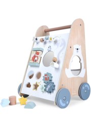 Upyearling Wooden Baby Push Walker - Wooden Baby Walker Push Toy with Easy Grip Handle - Educational Toddler Walking Toy with Wheels - Learning Activity Infant Walkers with Built-In Toys for Boy, Girl