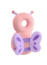 Baby Walker Head Protector Toddler Adjustable Baby Head Protection Backpack Wear Safety Pad (Pink Butterfly)