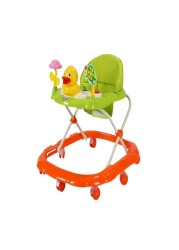 Lovely Baby Foldable Kids Walker LB 852 with Adjustable Height, Music &amp; Toys, Rotating Wheels, Foldable Safe Support Activity Walker for Toddlers, Small Infant Boy Girl 6-15 M - Orange